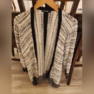 NIC+ZOE Textured Black and Cream Cardigan